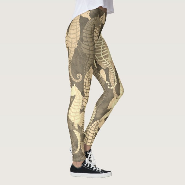 Seahorses on Sepia - Leggings (Right)