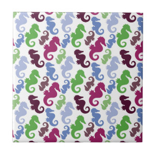 Seahorses Pattern Nautical Beach Theme Gifts Tile