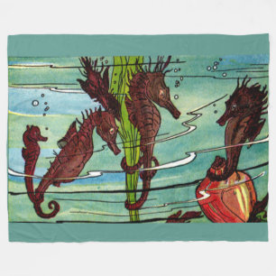 seahorses print fleece blanket