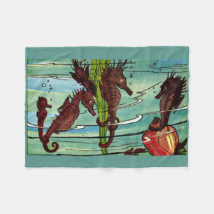 seahorses print fleece blanket