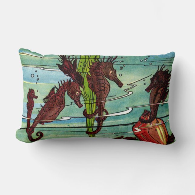 seahorses print lumbar pillow (Front)
