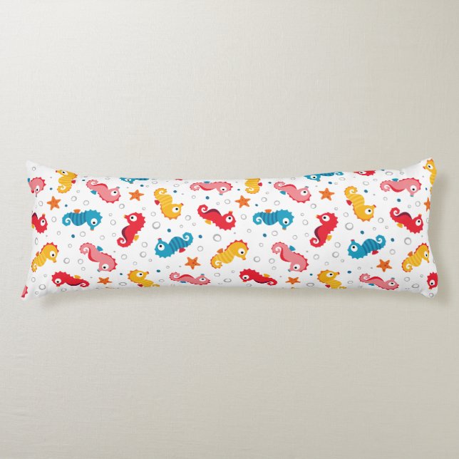 Seahorses Seamless Pattern Body Pillow (Front)