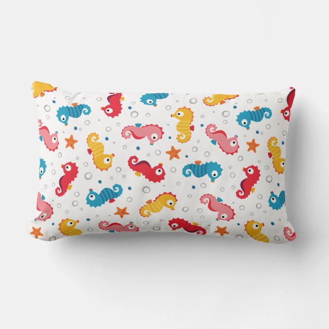 Seahorses Seamless Pattern Lumbar Pillow (Front)