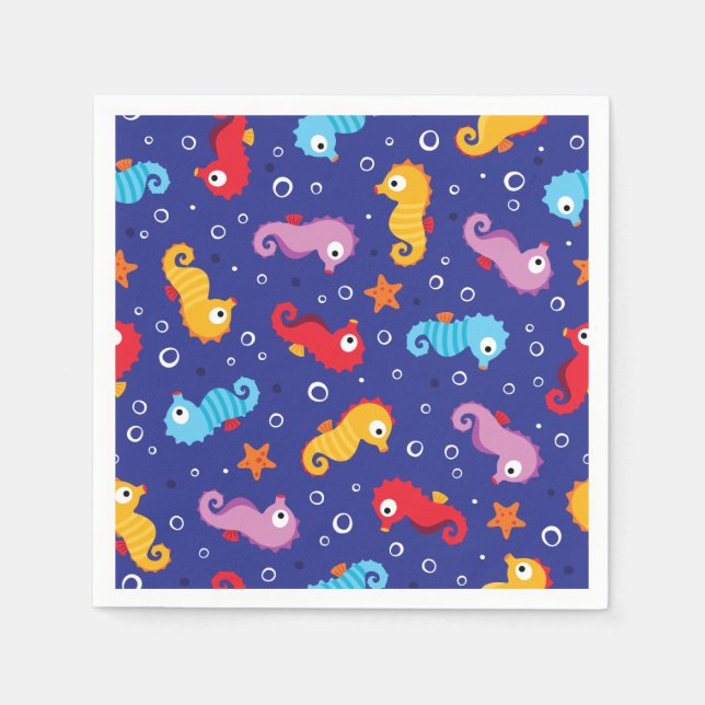 Seahorses Seamless Pattern Napkin (Front)