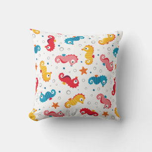 Seahorses Seamless Pattern Throw Pillow