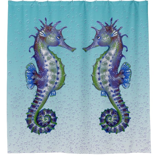 Seahorses Teal Bubbles (Front)