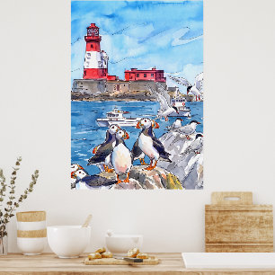 Seahouses Northumberland Puffins Longstone Poster