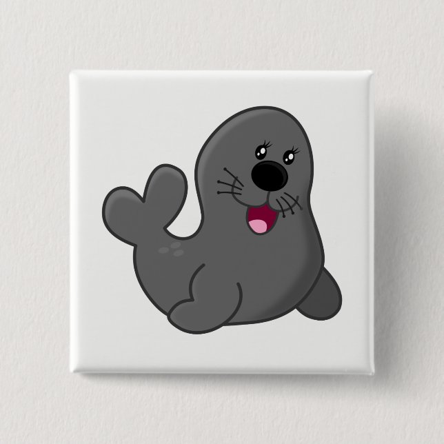 Seal 2 Inch Square Button (Front)