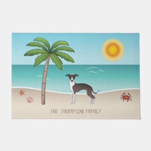 Seal And White Iggy Dog At Tropical Summer Beach Doormat