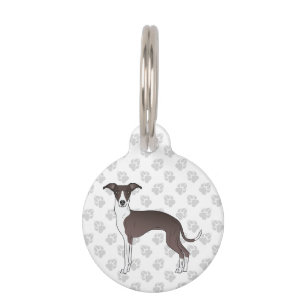 Seal And White Italian Greyhound Cute Cartoon Dog Pet Tag