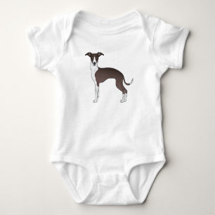 Seal And White Italian Greyhound Dog Illustration Baby Bodysuit