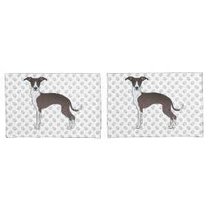 Seal And White Italian Greyhound Dog With Paws Pillowcase