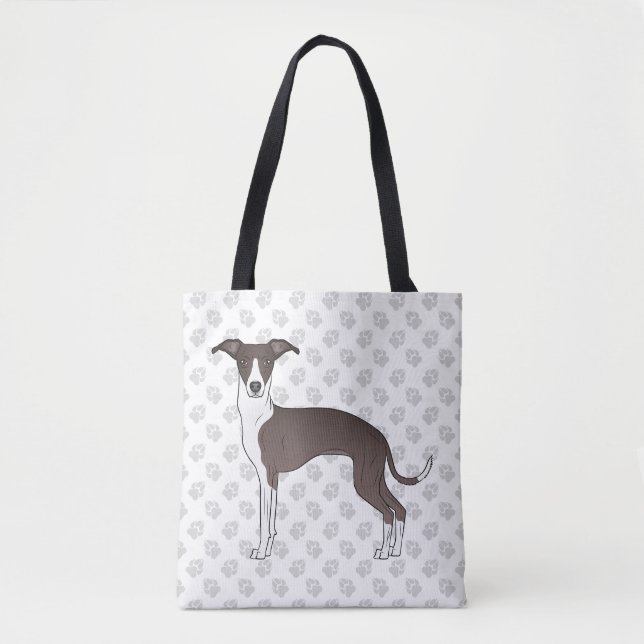 Seal And White Italian Greyhound Dog With Paws Tote Bag (Front)