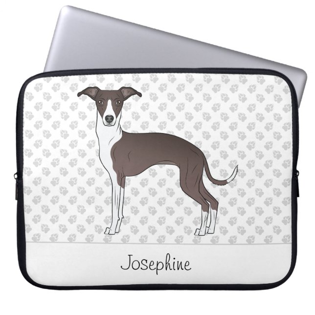 Seal And White Italian Greyhound With Custom Name Laptop Sleeve (Front)