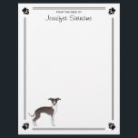 Seal And White Italian Greyhound With Paws & Text Letterhead<br><div class="desc">An original Destei design highlighting the Italian Greyhound breed. Perfect for dog lovers or anyone looking to celebrate this beloved sighthound in style.</div>