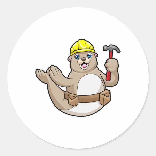 Seal as Carpenter with Hammer & Hat (Front)