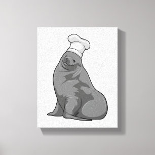Seal as Cook with Chef hat Canvas Print