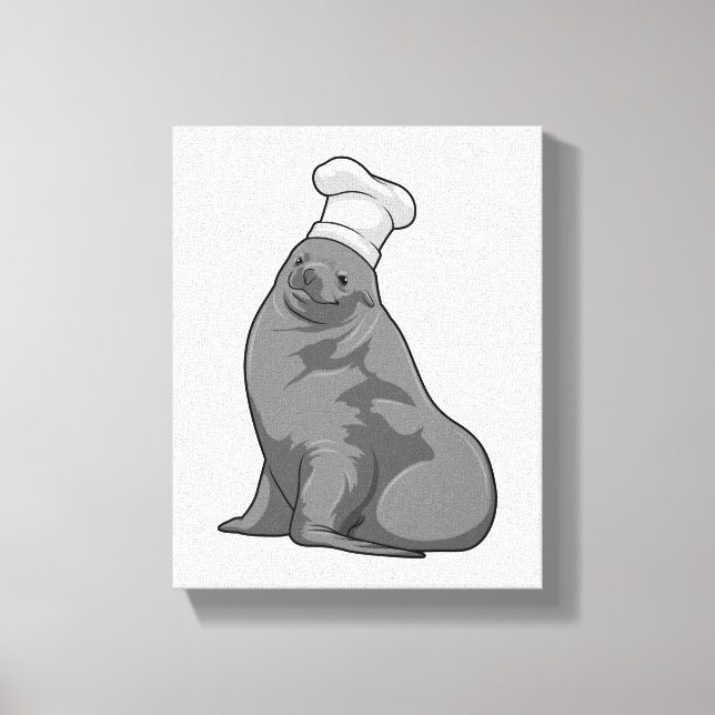 Seal as Cook with Chef hat Canvas Print (Front)