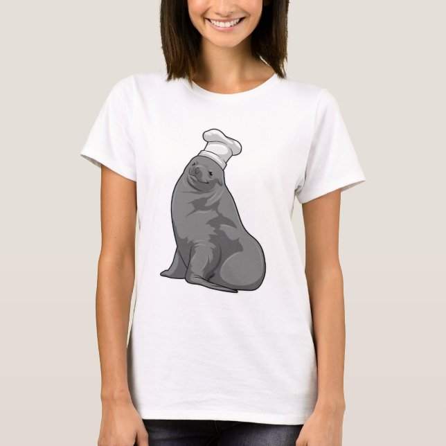 Seal as Cook with Chef hat T-Shirt (Front)
