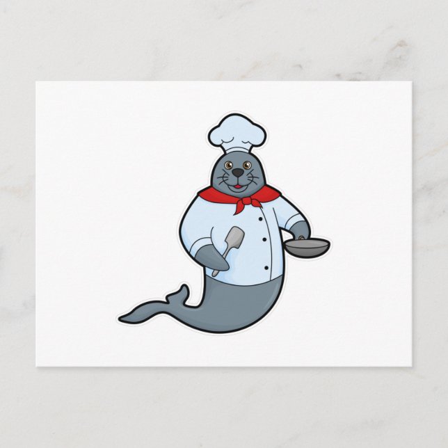 Seal as Cook with Pan & Spatula Postcard (Front)