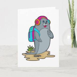 Seal as Hiker with Backpack Card