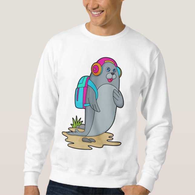 Seal as Hiker with Backpack Sweatshirt (Front)