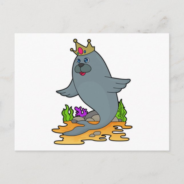 Seal as King with Crown Postcard (Front)