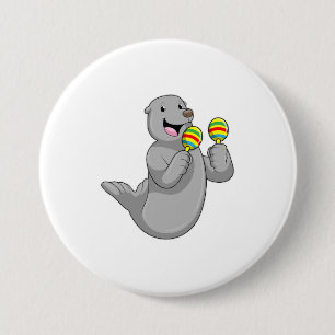 Seal as Musician with Maracas 3 Inch Round Button