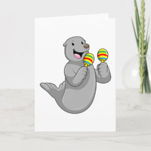 Seal as Musician with Maracas Card
