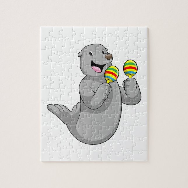 Seal as Musician with Maracas Jigsaw Puzzle (Vertical)