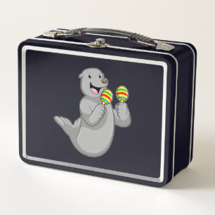 Seal as Musician with Maracas Metal Lunch Box