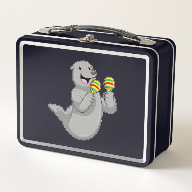 Seal as Musician with Maracas Metal Lunch Box (Front)