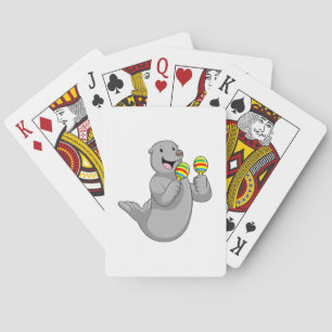 Seal as Musician with Maracas Playing Cards