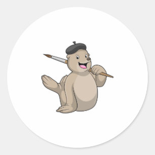 Seal as Painter with Paint brush