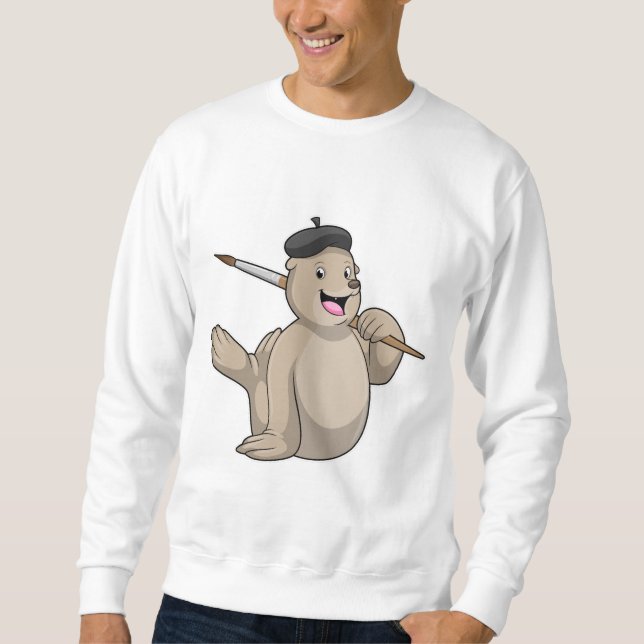 Seal as Painter with Paint brush Sweatshirt (Front)