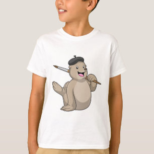 Seal as Painter with Paint brush T-Shirt