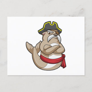 Seal as Pirate with Pirate hat Postcard