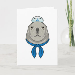Seal as Sailor with Sailor hat Card