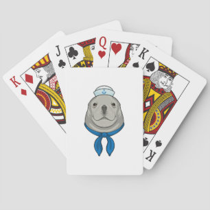 Seal as Sailor with Sailor hat Playing Cards