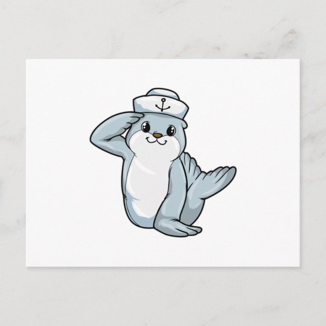 Seal as Sailor with Sailor hat Postcard (Front)