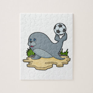 Seal as Soccer player with Soccer Jigsaw Puzzle