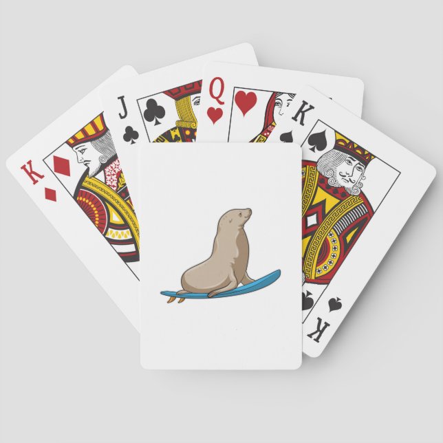 Seal as Surfer with Surfboard Playing Cards (Back)