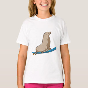 Seal as Surfer with Surfboard T-Shirt