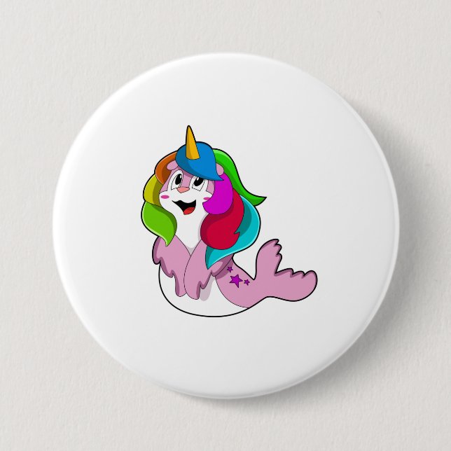 Seal as Unicorn 3 Inch Round Button (Front)