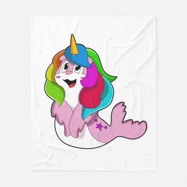 Seal as Unicorn Fleece Blanket (Front)