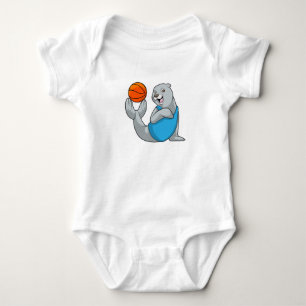 Seal at Basketball Sports Baby Bodysuit