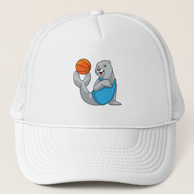 Seal at Basketball Sports Trucker Hat (Front)
