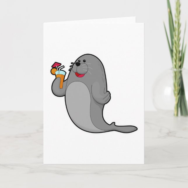 Seal at Drinking with Juice Card (Front)