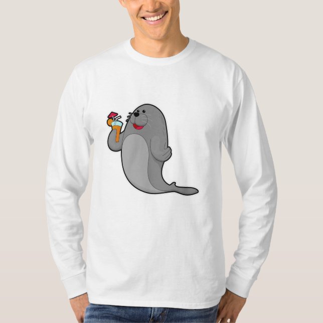Seal at Drinking with Juice T-Shirt (Front)