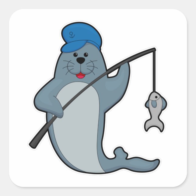 Seal at Fishing with Fishing rod & Fish (Front)